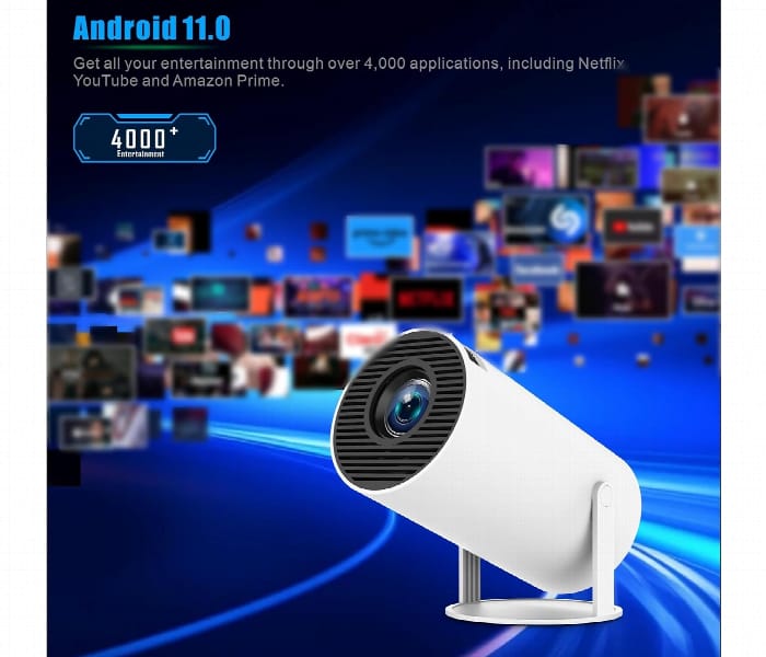 HT5 Mini Smart Projector with 5G WiFi & Bluetooth – Native HD Support, 4K Compatible Portable Home Theater
