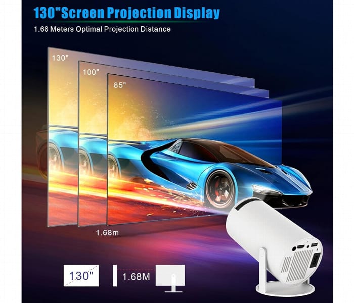 HT5 Mini Smart Projector with 5G WiFi & Bluetooth – Native HD Support, 4K Compatible Portable Home Theater