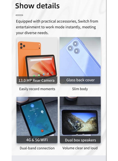 Oteeto Tab 20 10.1" Android Tablet – 12GB RAM, 512GB Storage, Dual SIM, 10000mAh Battery