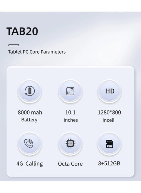 Oteeto Tab 20 10.1" Android Tablet – 12GB RAM, 512GB Storage, Dual SIM, 10000mAh Battery