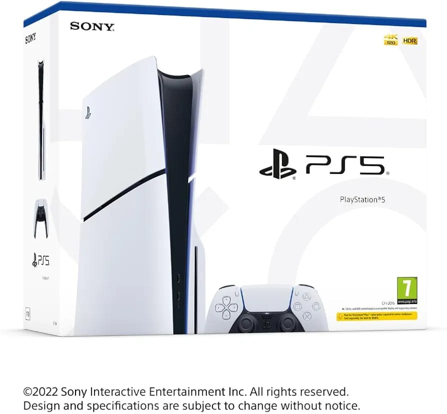 Sony PlayStation 5 (PS5) Slim Console Disc Edition – 1TB SSD | Ultra HD 4K Gaming Console with DualSense Controller