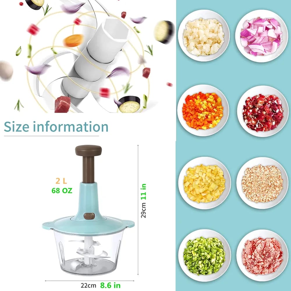 Manual Food Chopper & Vegetable Cutter – Multi-Function Hand Press Kitchen Processor