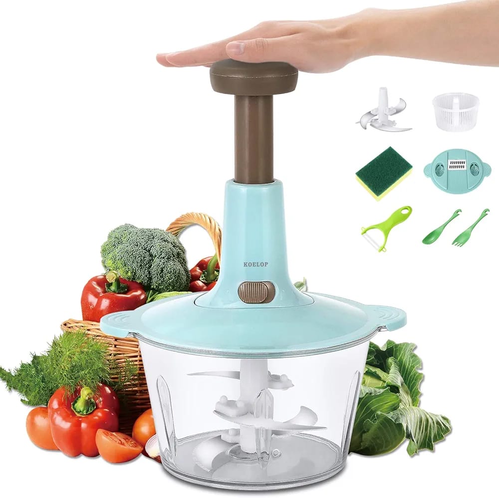Manual Food Chopper & Vegetable Cutter – Multi-Function Hand Press Kitchen Processor
