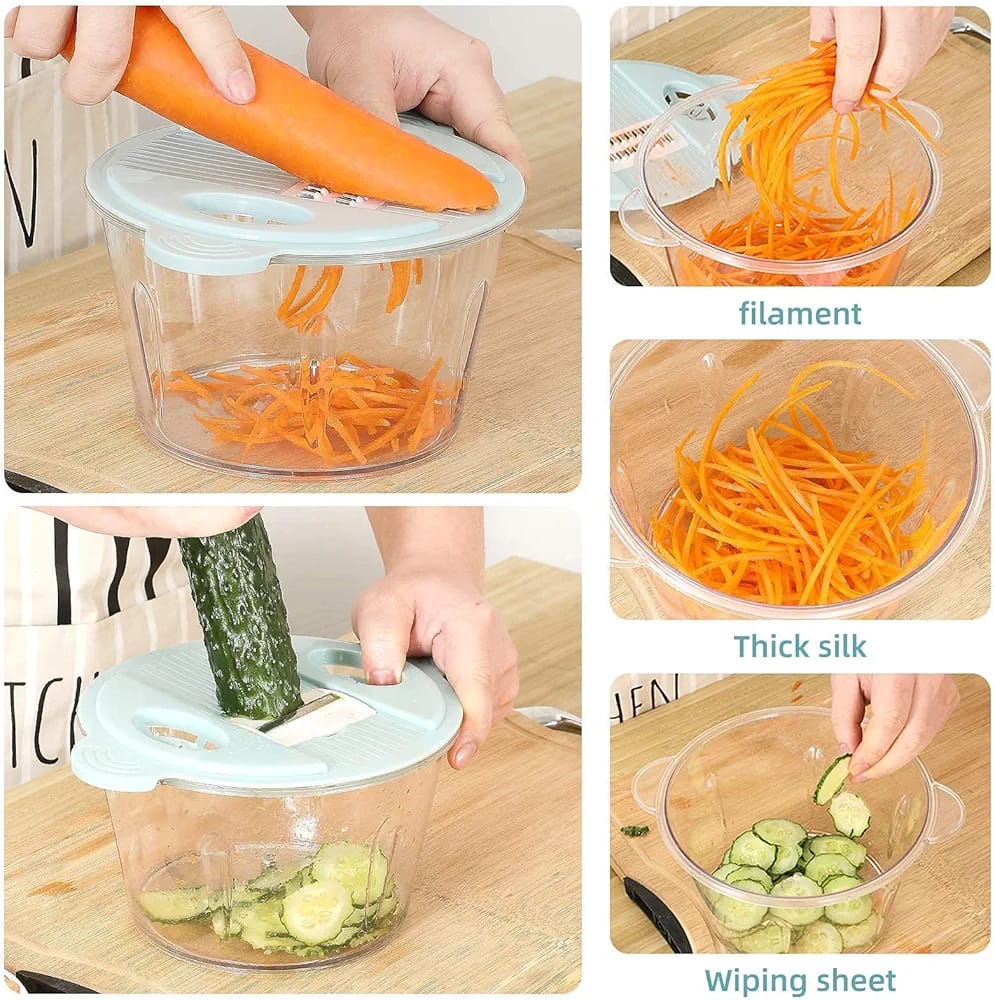 Manual Food Chopper & Vegetable Cutter – Multi-Function Hand Press Kitchen Processor
