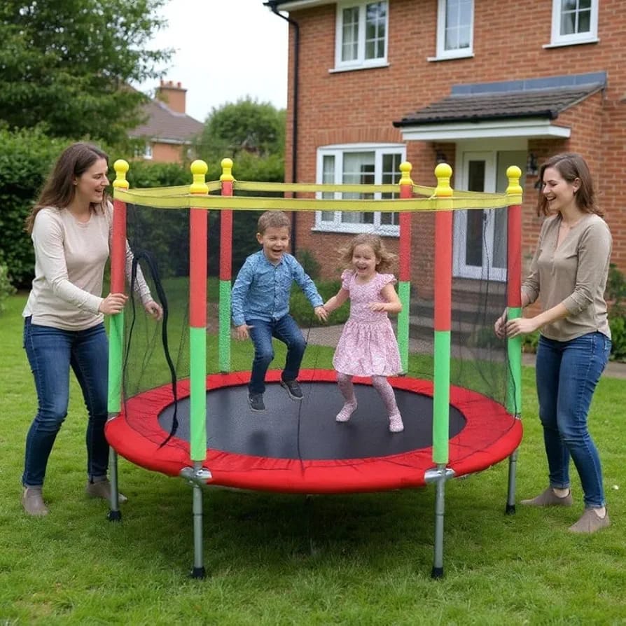Premium Outdoor Trampoline with Safety Net & Ladder – Heavy Duty Kids & Adults Garden Trampoline