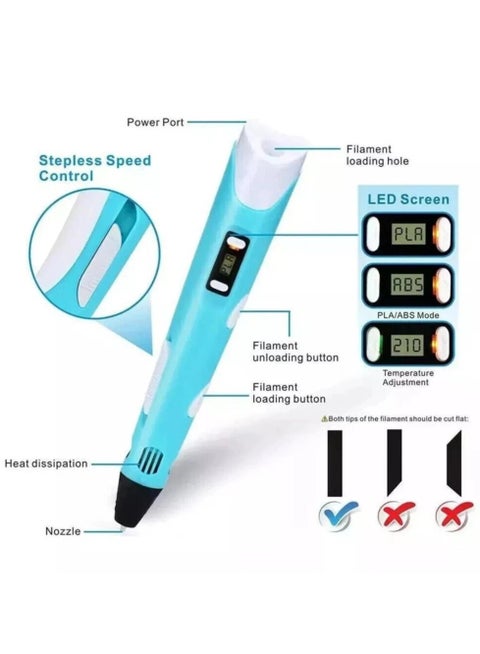 3D Printing Pen with PLA Filament Kit – USB Rechargeable Creative Drawing Pen for Kids & Adults