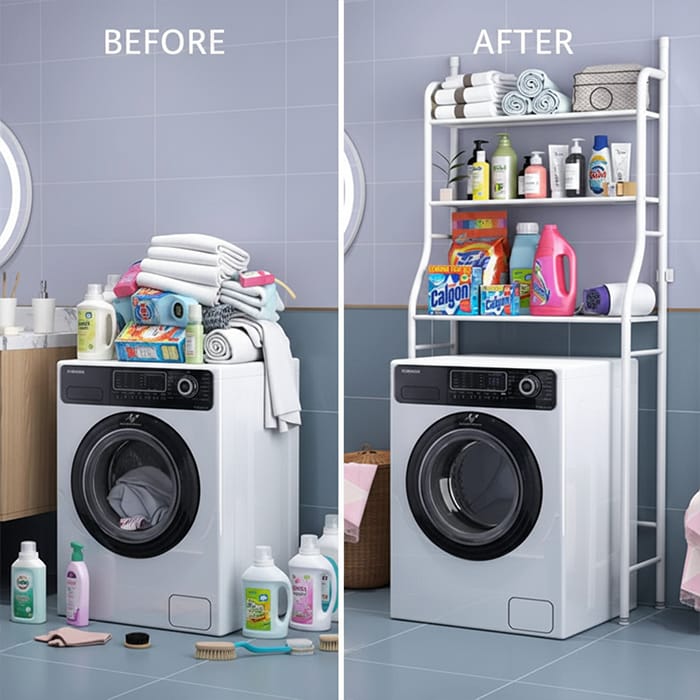 4-Tier Over Washing Machine Storage Rack – Space Saving Bathroom & Laundry Organizer Shelf