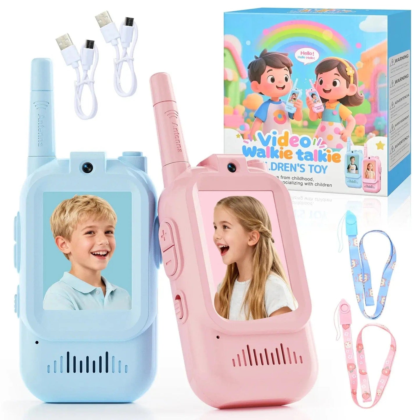 Video Walkie Talkie for Kids – HD Camera, Video Calls, Two-Way Communication, Rechargeable Children's Toy (2-Pack)