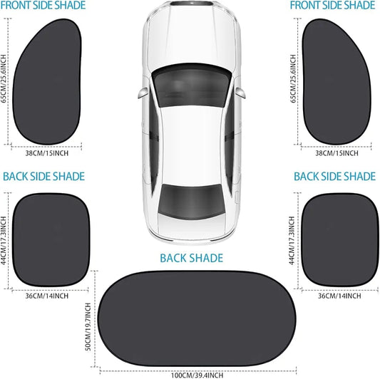 Universal 5-Piece Car Window Sun Shade Set – Foldable UV Protection Side & Rear Window Sunshades