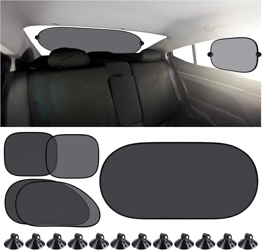 Universal 5-Piece Car Window Sun Shade Set – Foldable UV Protection Side & Rear Window Sunshades