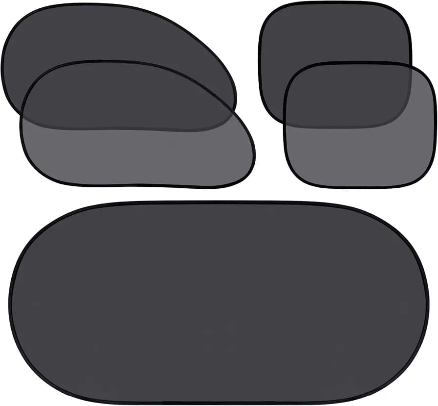 Universal 5-Piece Car Window Sun Shade Set – Foldable UV Protection Side & Rear Window Sunshades