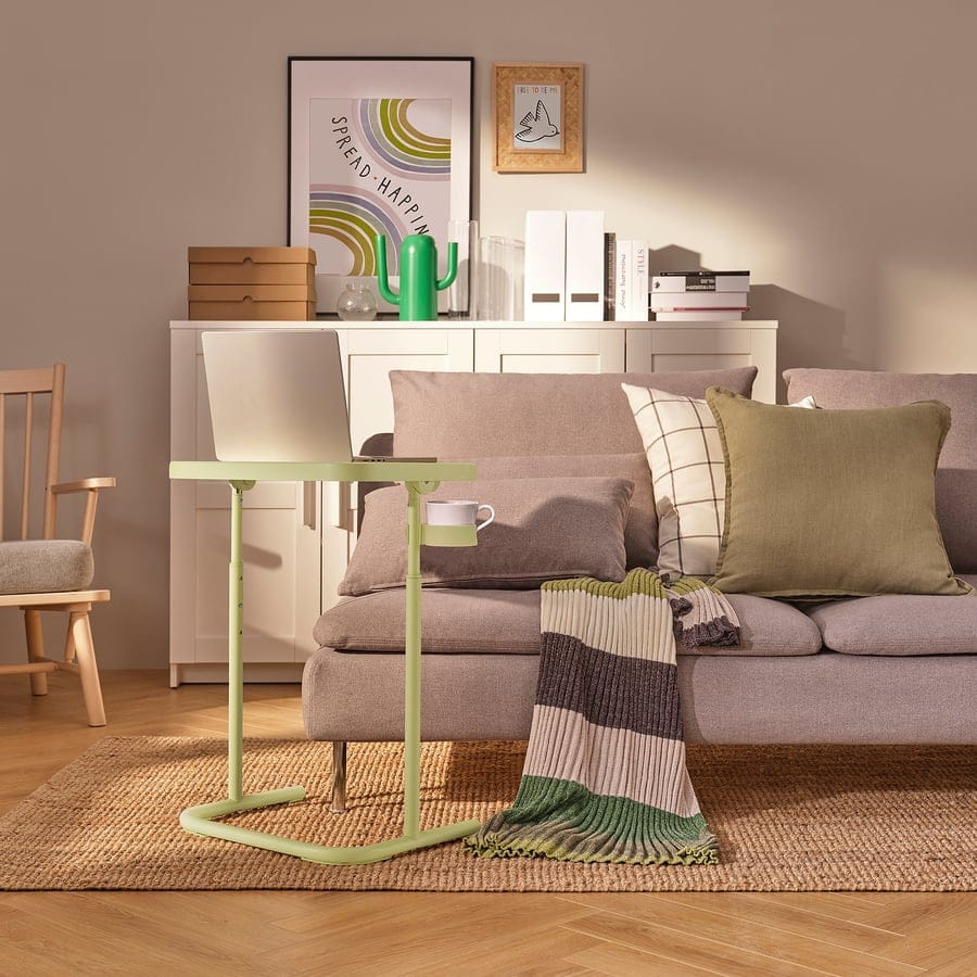 Adjustable C-Shaped Side Table with Cup Holder | Portable Sofa & Bed Laptop Desk | Modern Snack Table