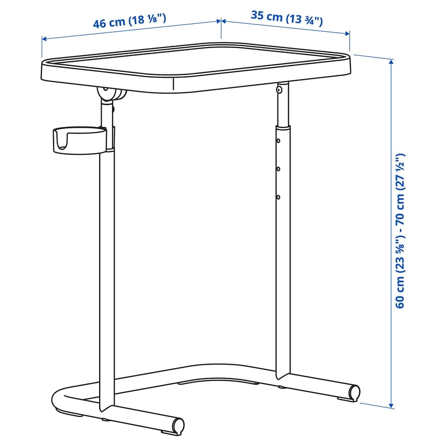Adjustable C-Shaped Side Table with Cup Holder | Portable Sofa & Bed Laptop Desk | Modern Snack Table