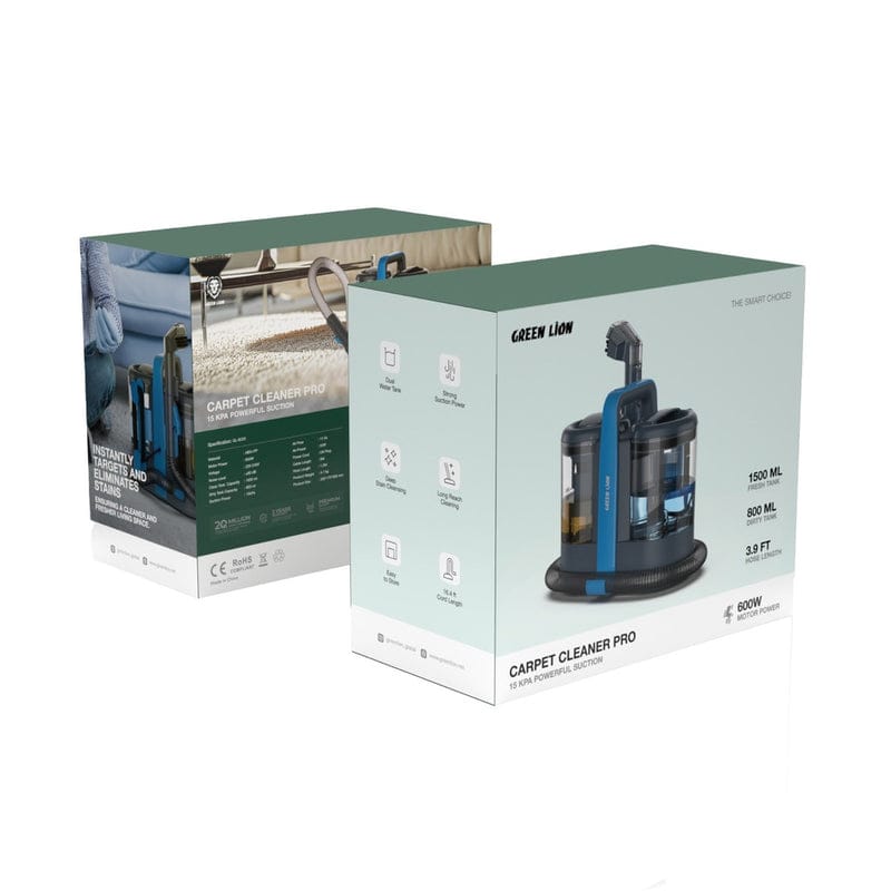 Green Lion Carpet Cleaner Pro 600W Portable Upholstery & Carpet Cleaning Machine | 15kPa Powerful Suction | Dual Water Tank