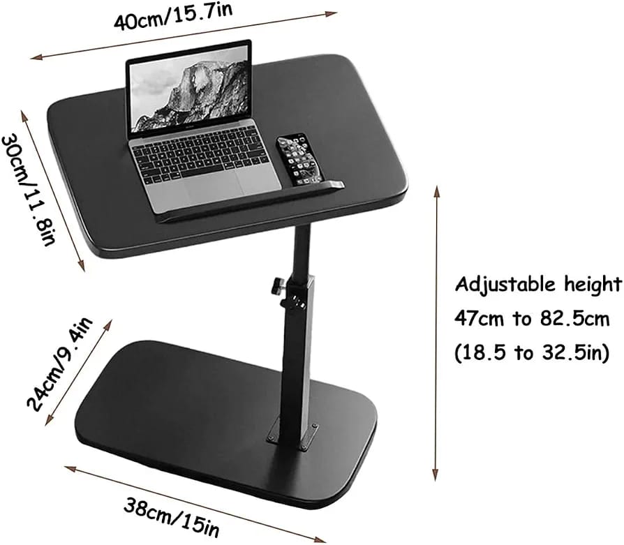 Adjustable Mobile Laptop Side Table | Height Adjustable Bedside Desk for Sofa, Bed & Home Office