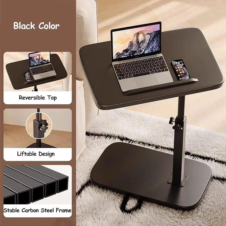 Adjustable Mobile Laptop Side Table | Height Adjustable Bedside Desk for Sofa, Bed & Home Office
