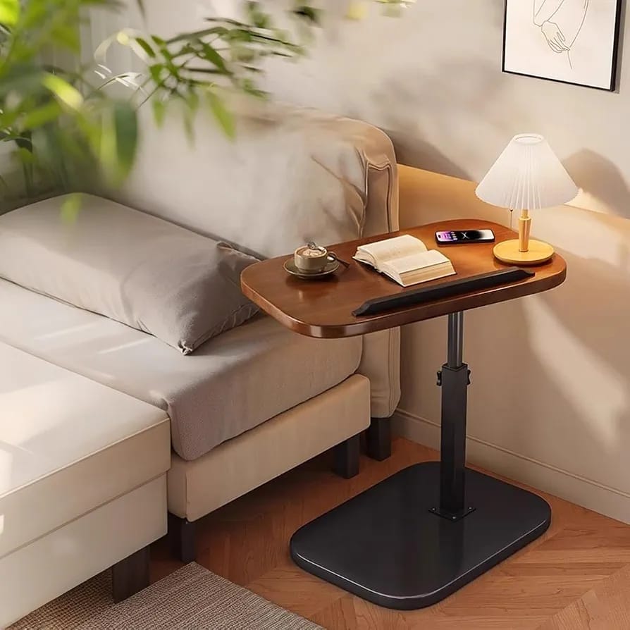 Adjustable Mobile Laptop Side Table | Height Adjustable Bedside Desk for Sofa, Bed & Home Office