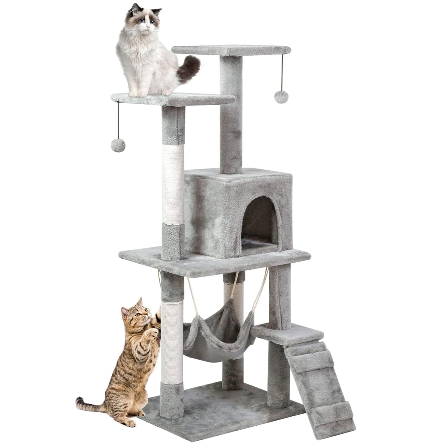 Cat Tree Tower Condo for Indoor Cats with Scratching Posts, Hammock, Ladder & Multi-Level Activity Center - 120cm