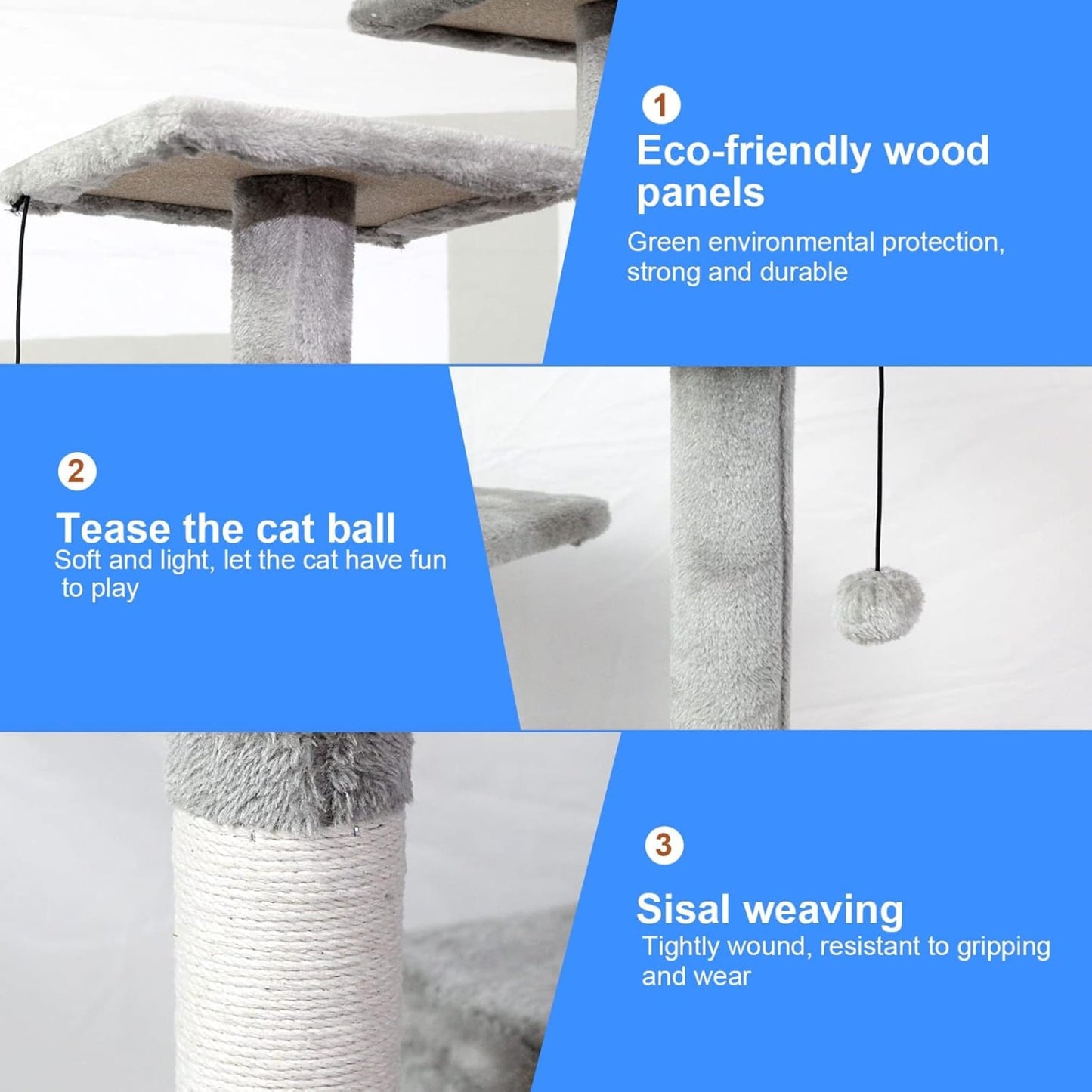 Cat Tree Tower Condo for Indoor Cats with Scratching Posts, Hammock, Ladder & Multi-Level Activity Center - 120cm