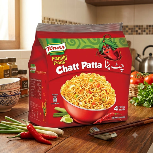 Knorr Chatt Patta Instant Noodles Family Pack (4 Packs) | Spicy & Tangy Flavor
