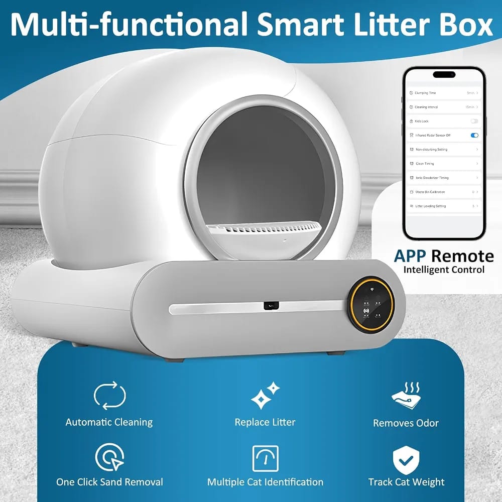 Smart Automatic Cat Litter Box with APP Remote Control | Self-Cleaning Multi-Cat Litter Box