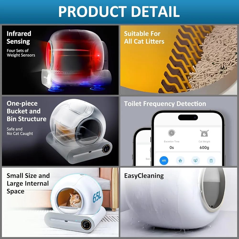 Smart Automatic Cat Litter Box with APP Remote Control | Self-Cleaning Multi-Cat Litter Box