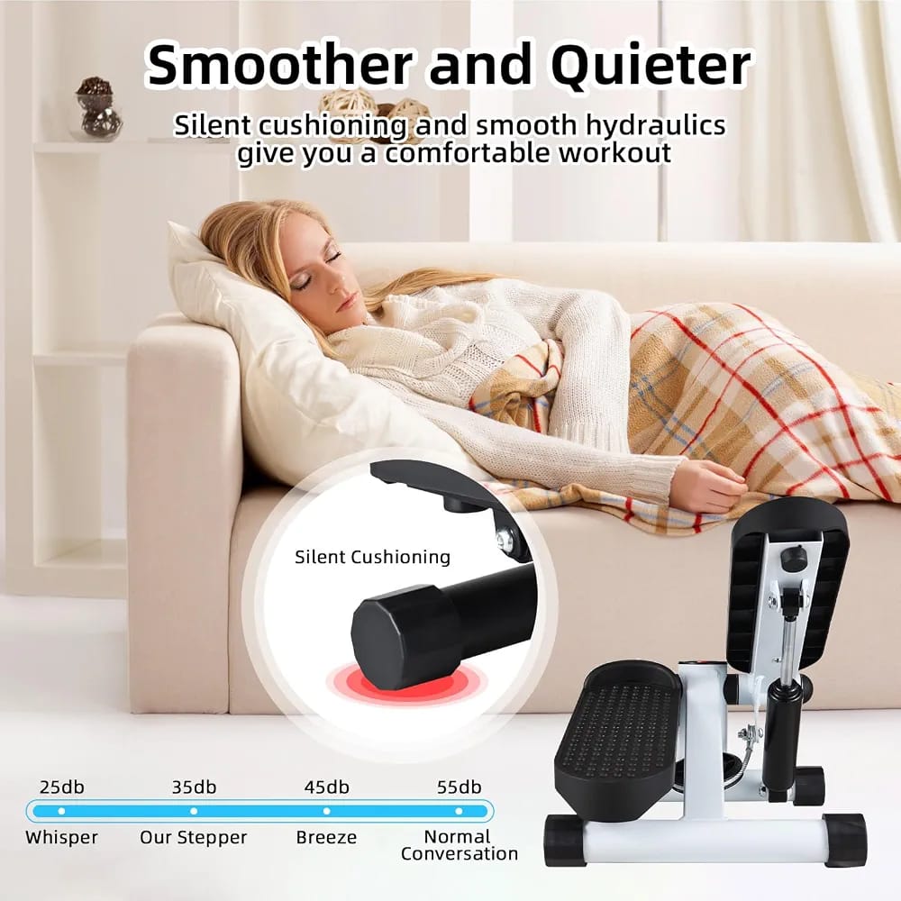 Mini Stepper with Resistance Bands – Compact Twist Stepper Exercise Machine with LCD Monitor (100kg/220LBS Capacity)