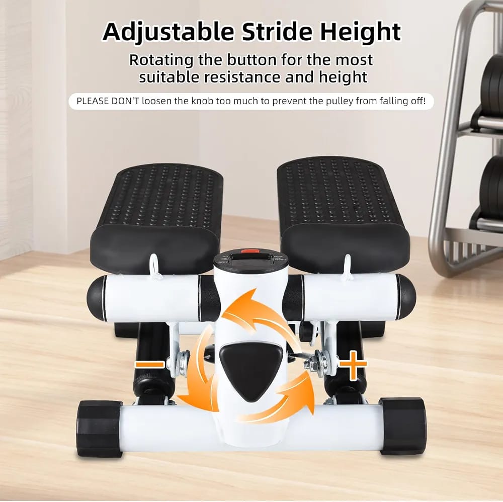 Mini Stepper with Resistance Bands – Compact Twist Stepper Exercise Machine with LCD Monitor (100kg/220LBS Capacity)