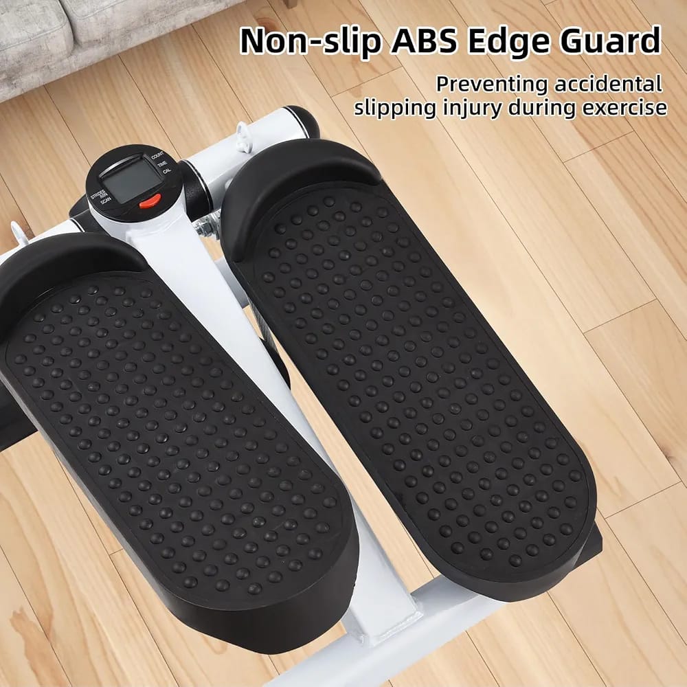 Mini Stepper with Resistance Bands – Compact Twist Stepper Exercise Machine with LCD Monitor (100kg/220LBS Capacity)