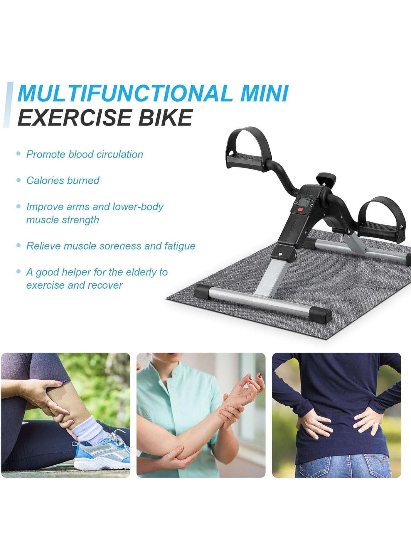 Mini Pedal Exerciser with LCD Monitor – Portable Arm & Leg Exercise Bike for Home, Office & Physical Therapy