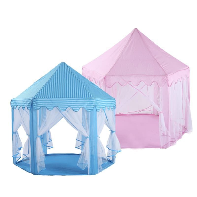Kids Princess Castle Play Tent – Hexagonal Mesh Playhouse for Girls & Boys (55cm x 53cm x H)