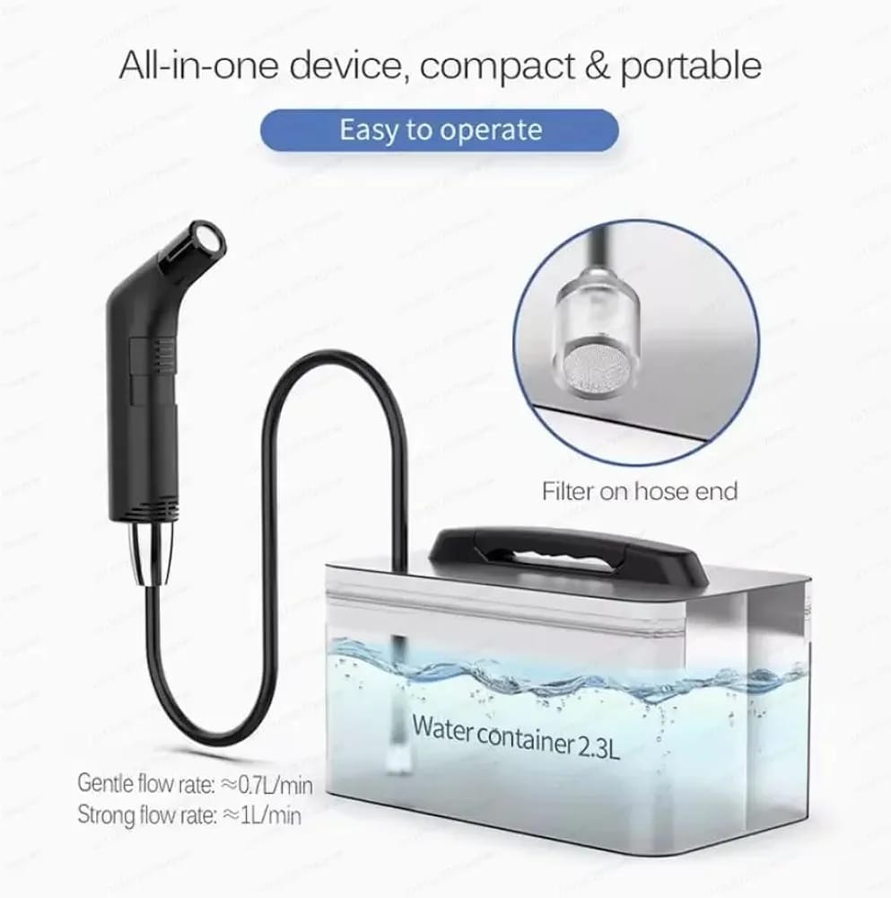 Portable Bidet Sprayer with 2.3L Water Container – All-in-One Travel Bidet Set, Filtered Hose, Easy Carry Handle