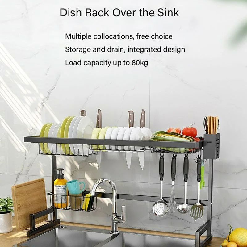 2-Tier Kitchen Storage Rack with 2 Wire Baskets – Freestanding Kitchen Organizer Shelf