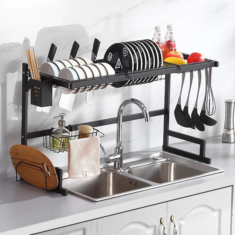 2-Tier Kitchen Storage Rack with 2 Wire Baskets – Freestanding Kitchen Organizer Shelf