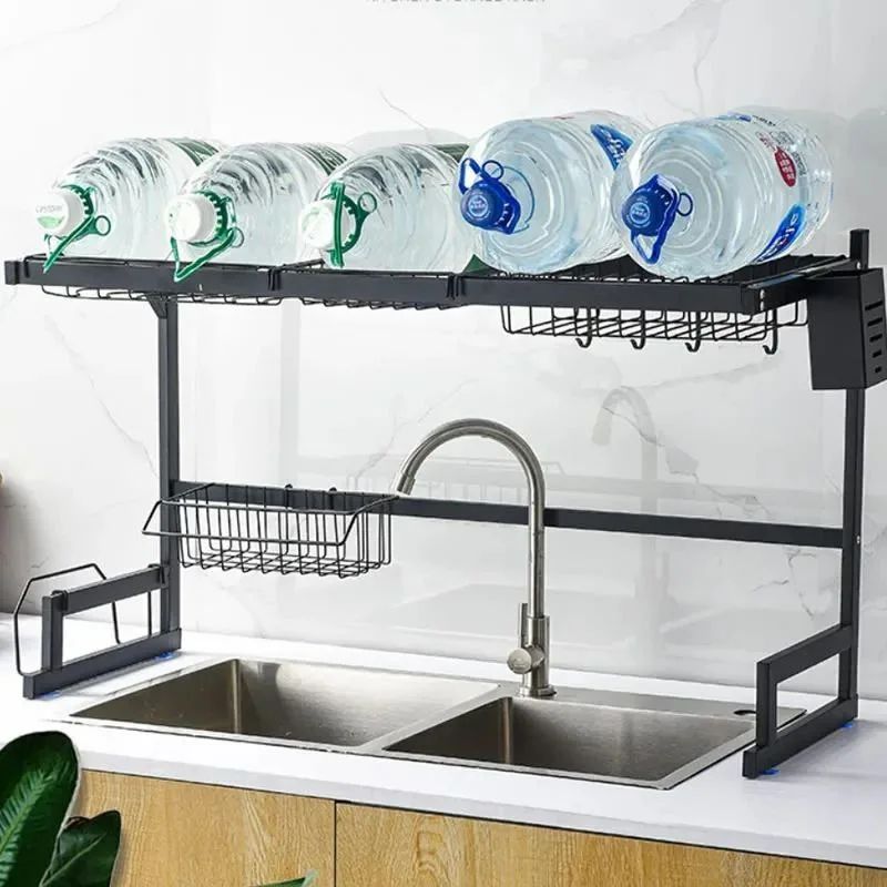 2-Tier Kitchen Storage Rack with 2 Wire Baskets – Freestanding Kitchen Organizer Shelf