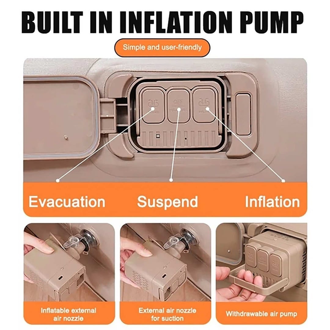 Inflatable Air Bed Single Size with Built-In Electric Pump – Raised Air Mattress, 198x100x40cm, Camping & Guest Bed