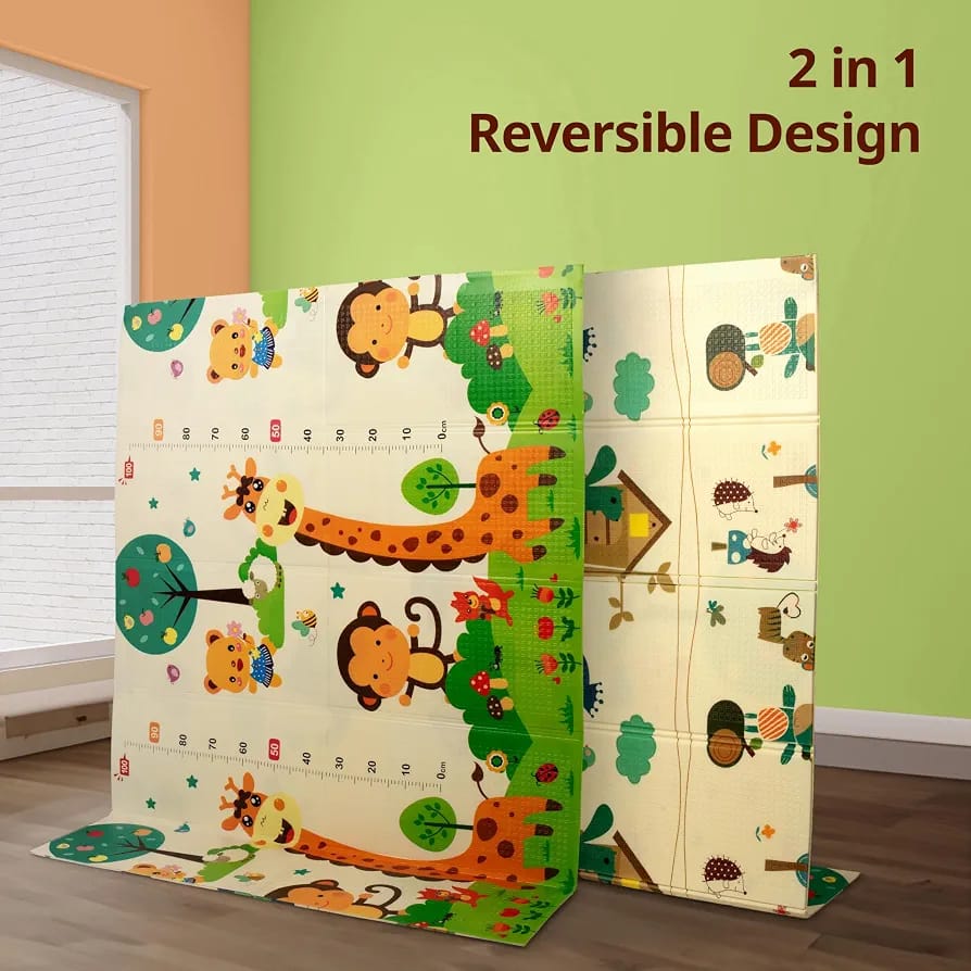 2-in-1 Portable Baby Play Mat – Foldable Double-Sided Crawling & Activity Mat with Carry Bag, 200 × 175 cm