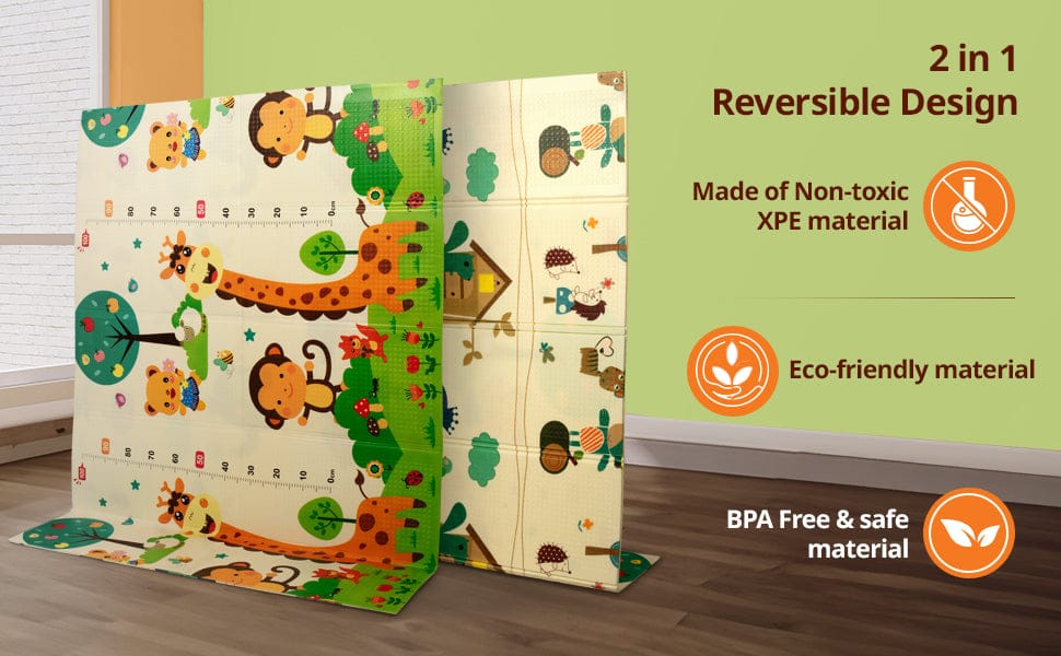 2-in-1 Portable Baby Play Mat – Foldable Double-Sided Crawling & Activity Mat with Carry Bag, 200 × 175 cm