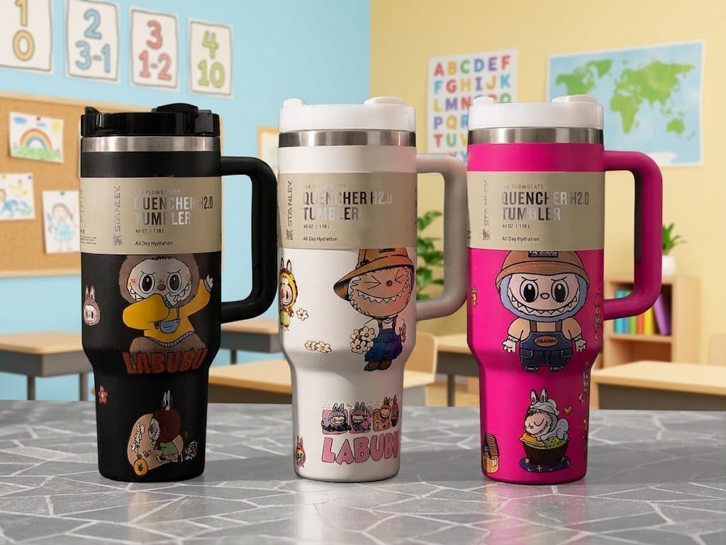 Stanley Quencher H2.0 40 oz Labubu Tumbler – Cute Character Insulated Travel Cup
