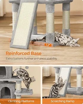 170cm Multi-Level Cat Tree Tower with Scratching Posts, 2 Cat Houses, Hammocks & Play Platforms