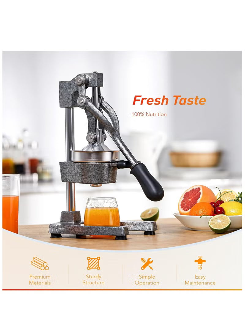 Professional Manual Hand Press Citrus Juicer - Fresh Orange, Lemon, Lime & Pomegranate Squeezer Machine