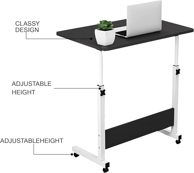 Adjustable Laptop Stand Table with Wheels – Height Adjustable Rolling Desk for Bed, Sofa & Home Office | Portable Laptop Tray Table Qatar