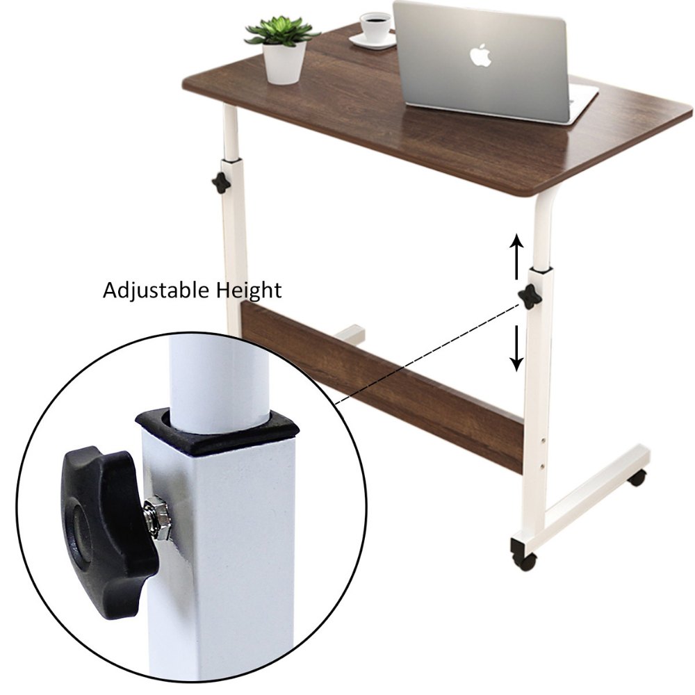 Adjustable Laptop Stand Table with Wheels – Height Adjustable Rolling Desk for Bed, Sofa & Home Office | Portable Laptop Tray Table Qatar