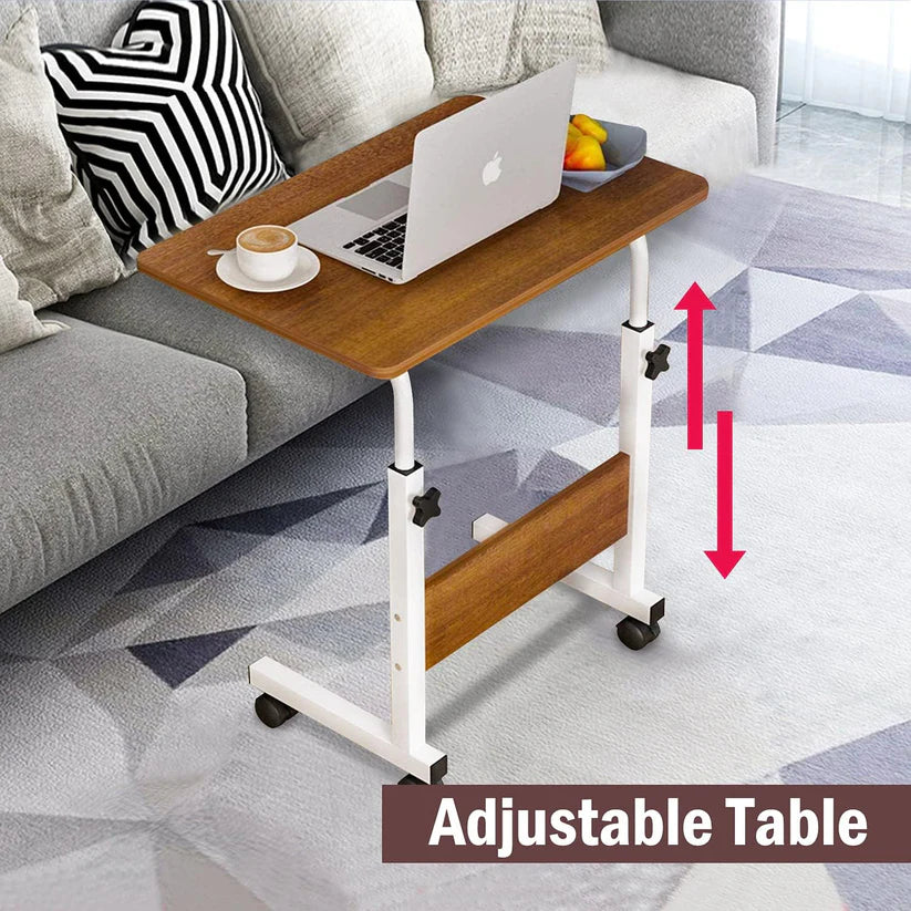 Adjustable Laptop Stand Table with Wheels – Height Adjustable Rolling Desk for Bed, Sofa & Home Office | Portable Laptop Tray Table Qatar
