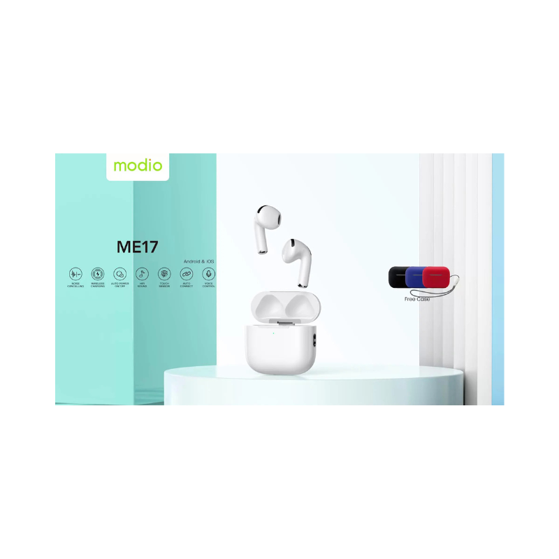 Modio ME17 Bluetooth Earbuds – Wireless TWS with Charging Case