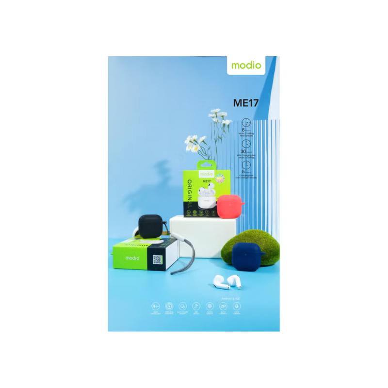 Modio ME17 Bluetooth Earbuds – Wireless TWS with Charging Case