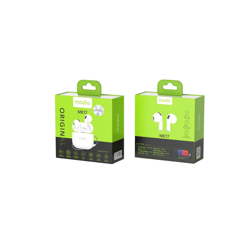 Modio ME17 Bluetooth Earbuds – Wireless TWS with Charging Case
