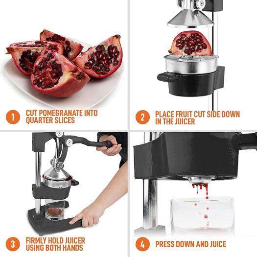 Professional Manual Hand Press Citrus Juicer - Fresh Orange, Lemon, Lime & Pomegranate Squeezer Machine