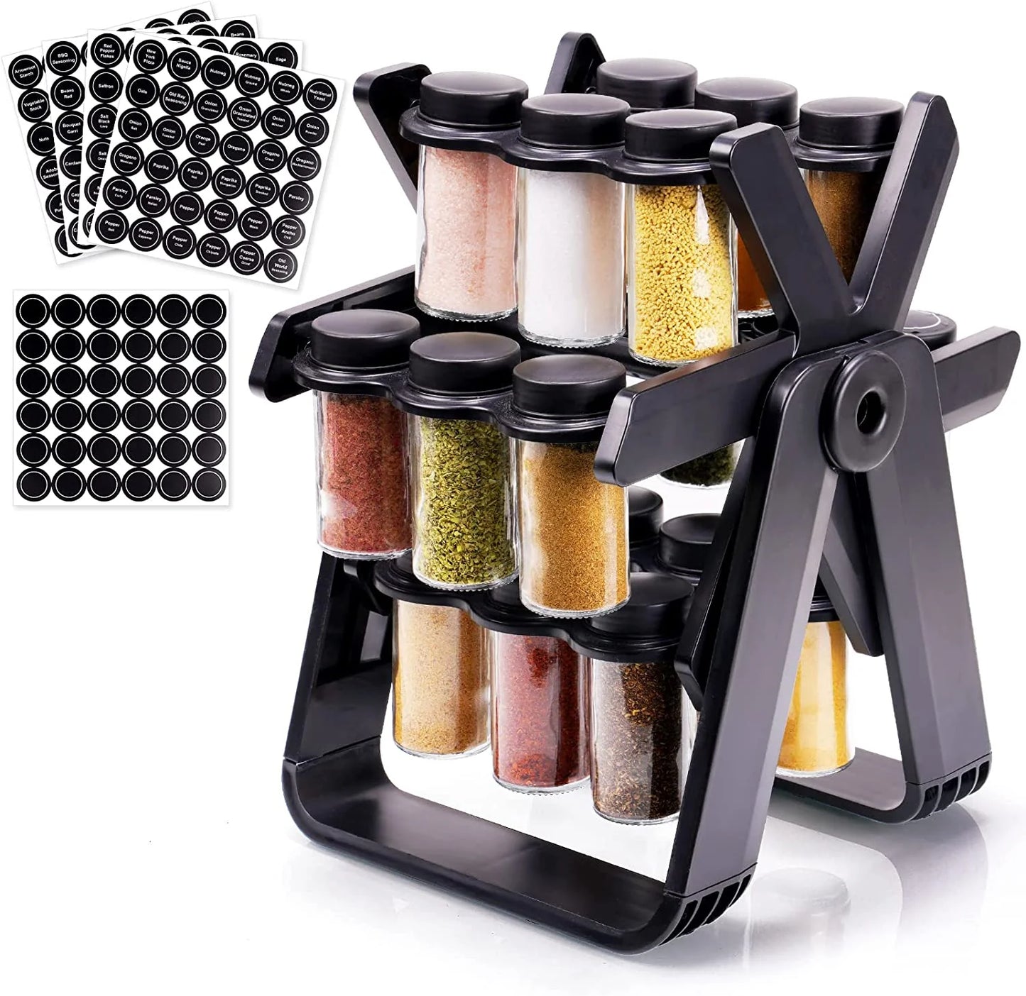 18-Jar Rotating Carousel Spice Rack Organizer – Kitchen Countertop Spinning Wheel Spice Storage | Qatar